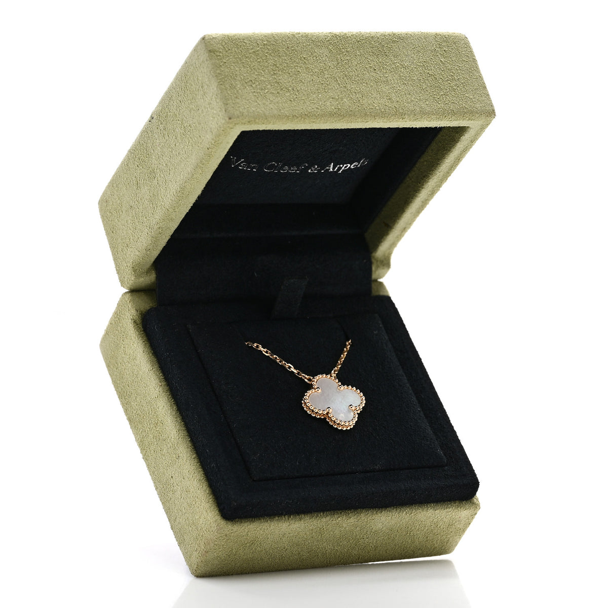 18K Yellow Gold Mother of Pearl Vintage Alhambra Pendant Necklace