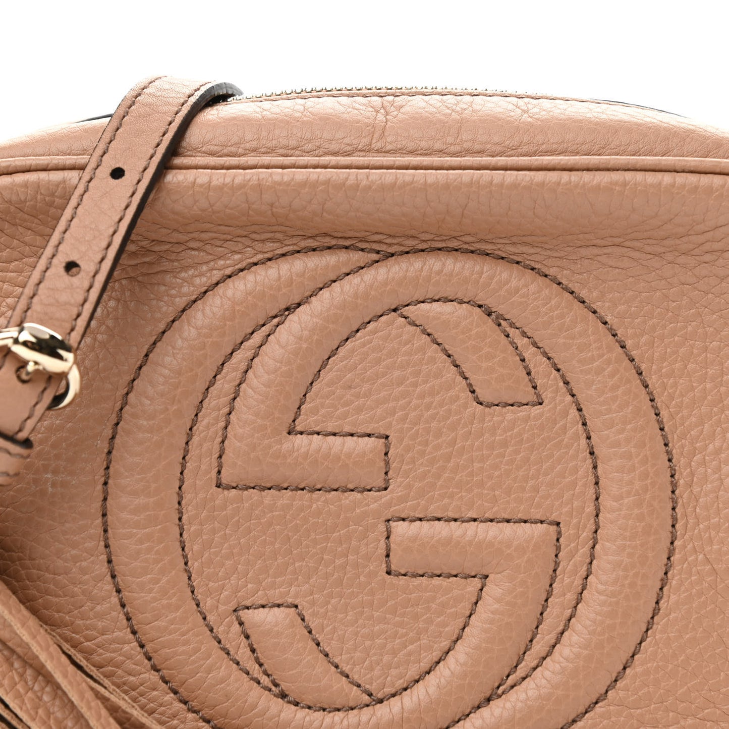 Pebbled Calfskin Small Soho Disco Bag Camelia