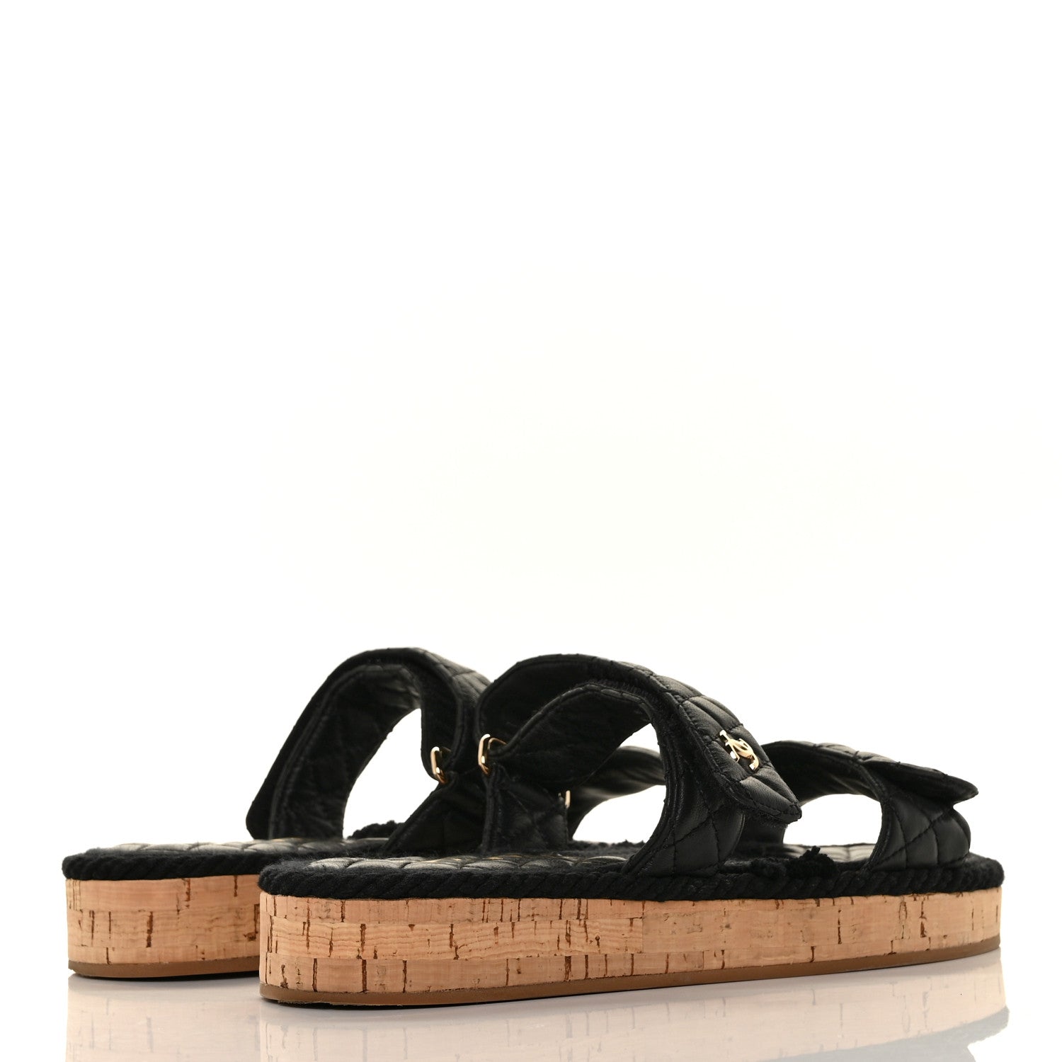 Chanel Cord Lambskin Quilted Logo Mules 39 Black 4 of 7