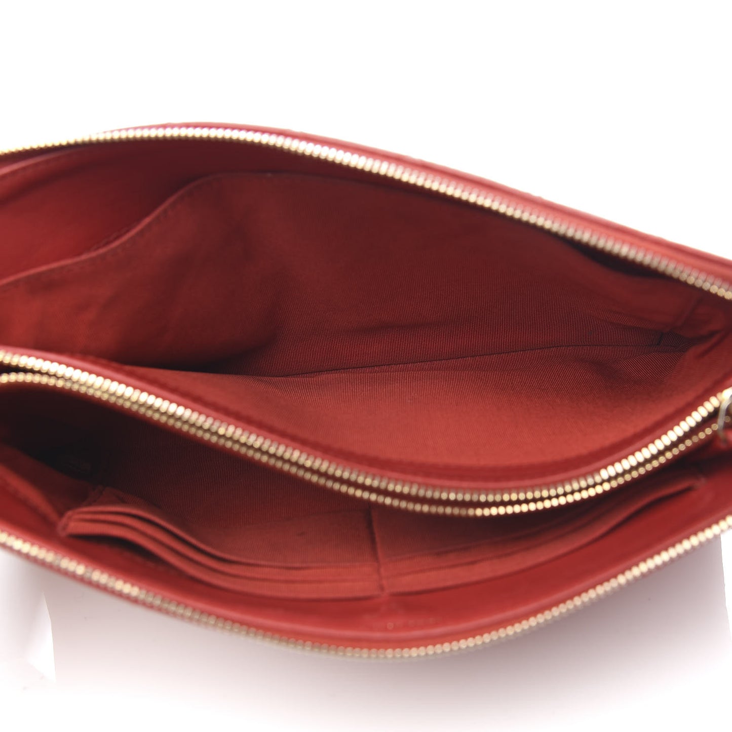 Lambskin Quilted Small Zipped Pouch Red