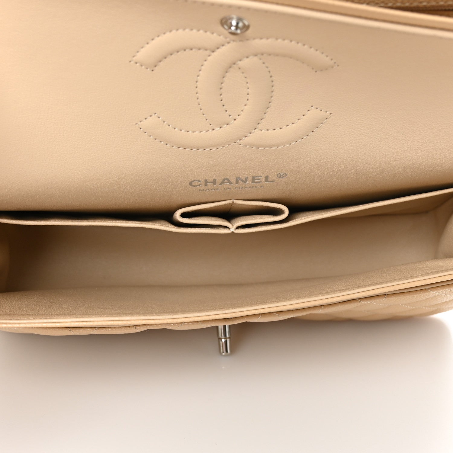 Chanel Caviar Quilted Medium Double Flap Beige 5 of 9