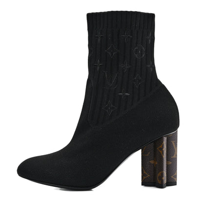Louis Vuitton Monogram Stretch Fabric Silhouette Ankle Boots 38 Black 1 of 7