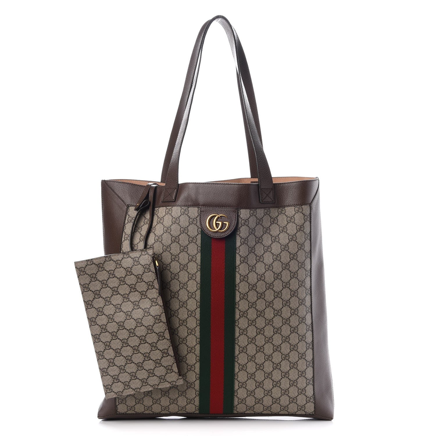 Gucci GG Supreme Monogram Web Large Ophidia Vertical Shopping Tote Brown 3 of 10