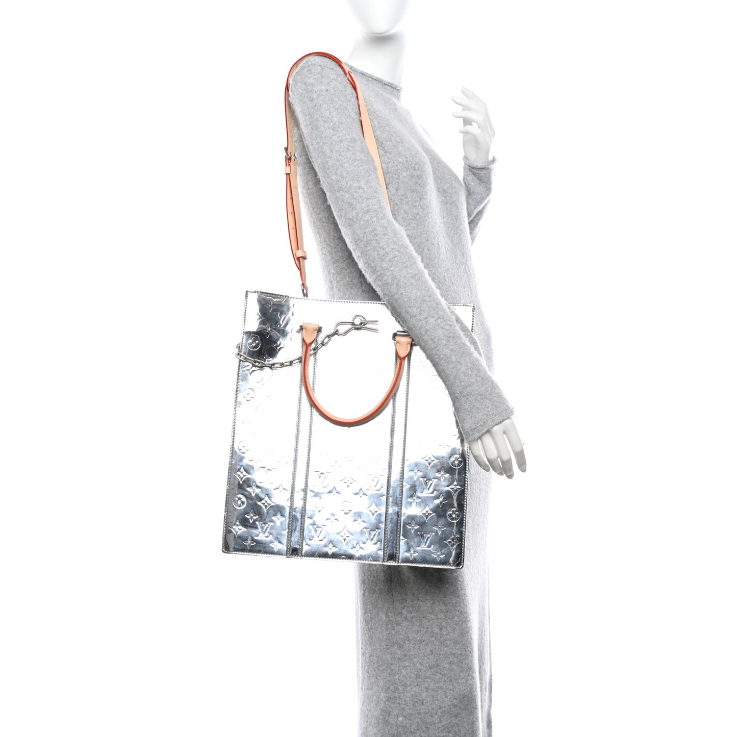 Monogram Mirror Sac Plat NM Silver