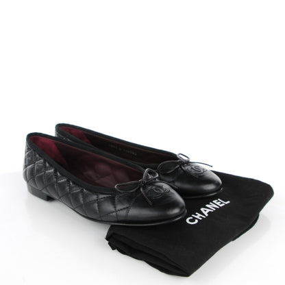 Chanel Aged Calfskin Quilted CC Cap Toe Ballerina Flats 38 Black 8 of 8