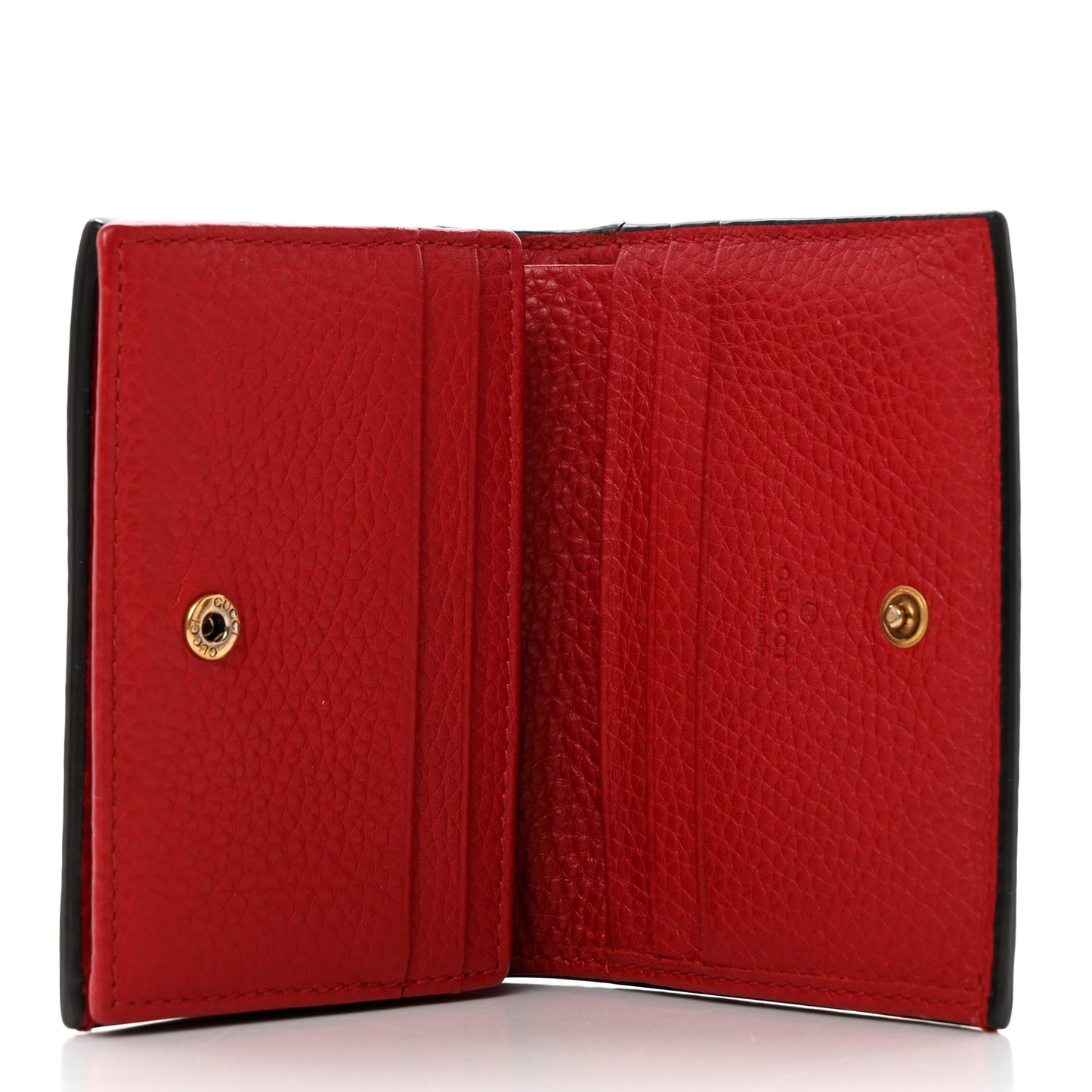 Pebbled Calfskin Animalier Card Case Red