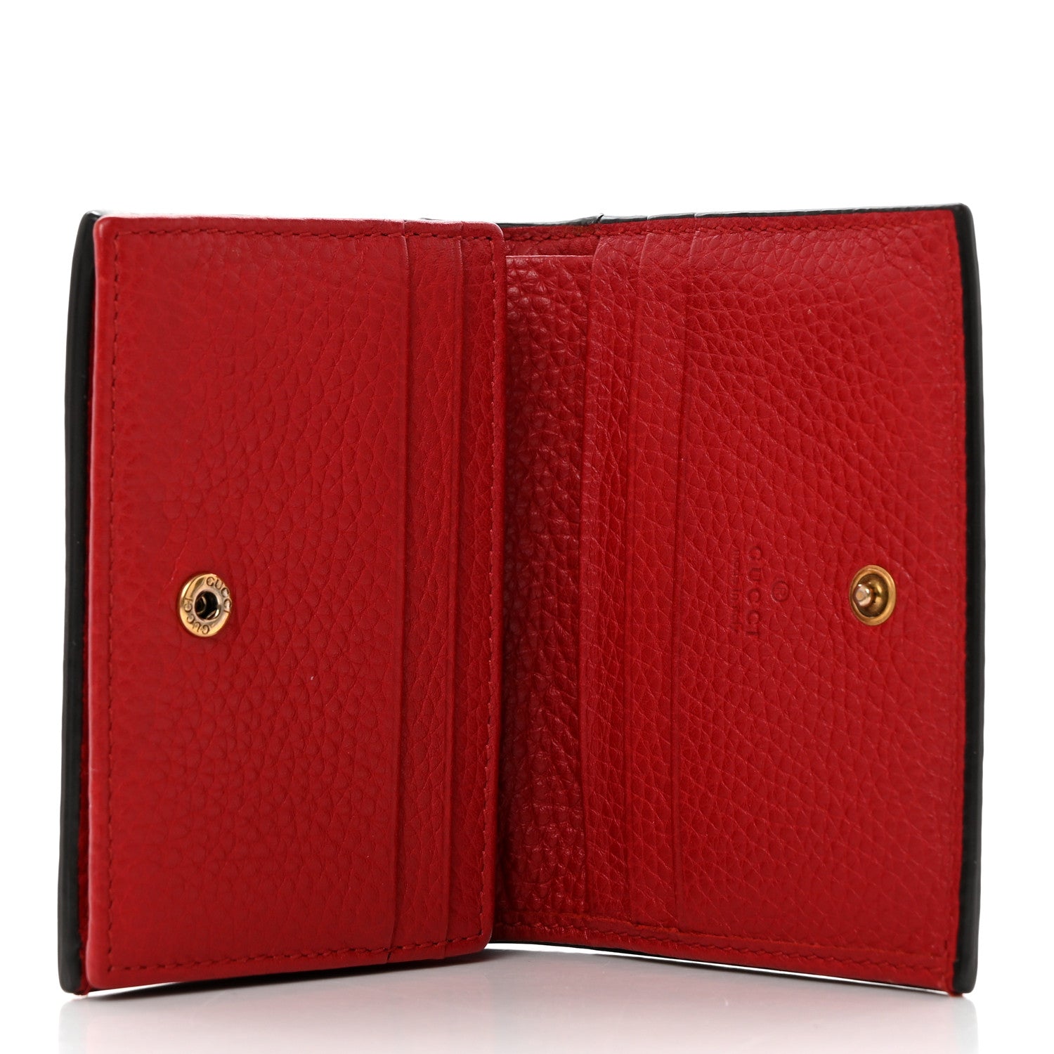Gucci Pebbled Calfskin Animalier Card Case Red 5 of 8