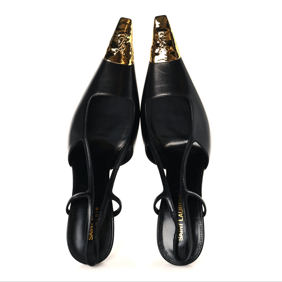 Saint Laurent Smooth Calfskin Jeanne 110 Slingback Pumps 41 Black 2 of 10