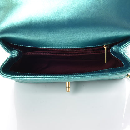 Chanel Metallic Caviar Quilted Mini Coco Handle Flap Blue 7 of 10