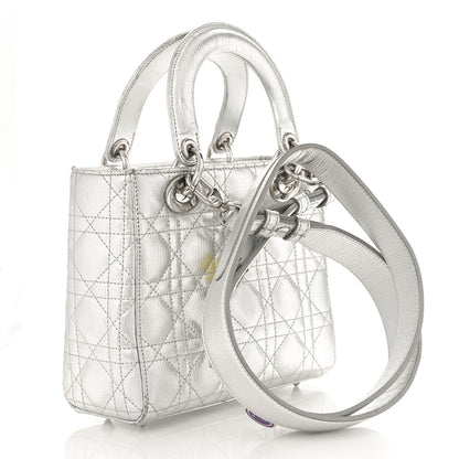 Christian Dior Metallic Grained Calfskin Cannage Small Lucky Badges My Lady Dior Silver 2 of 10