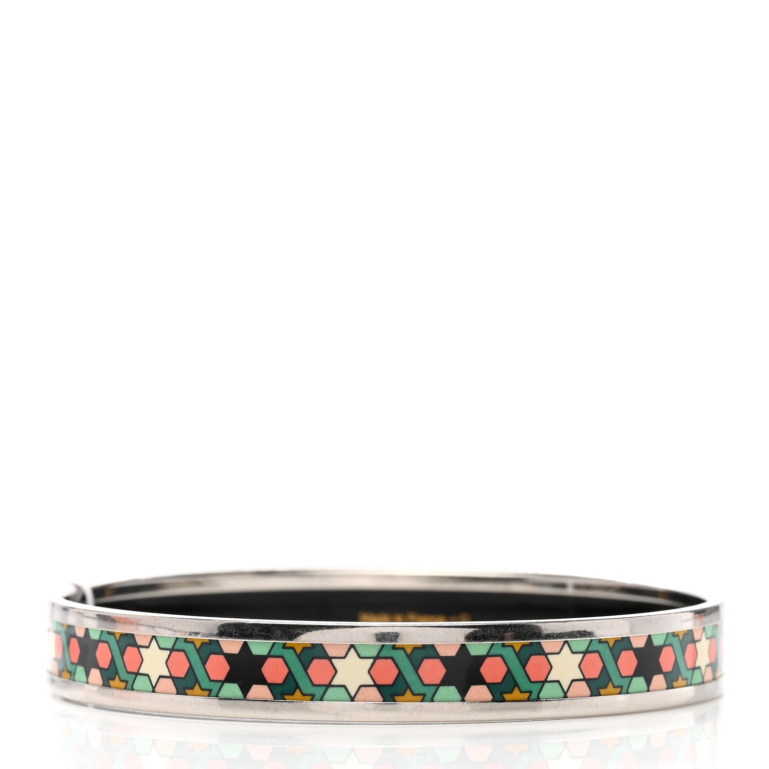 Hermes Enamel Printed Narrow Rose de Compas Bracelet 65 3 of 6