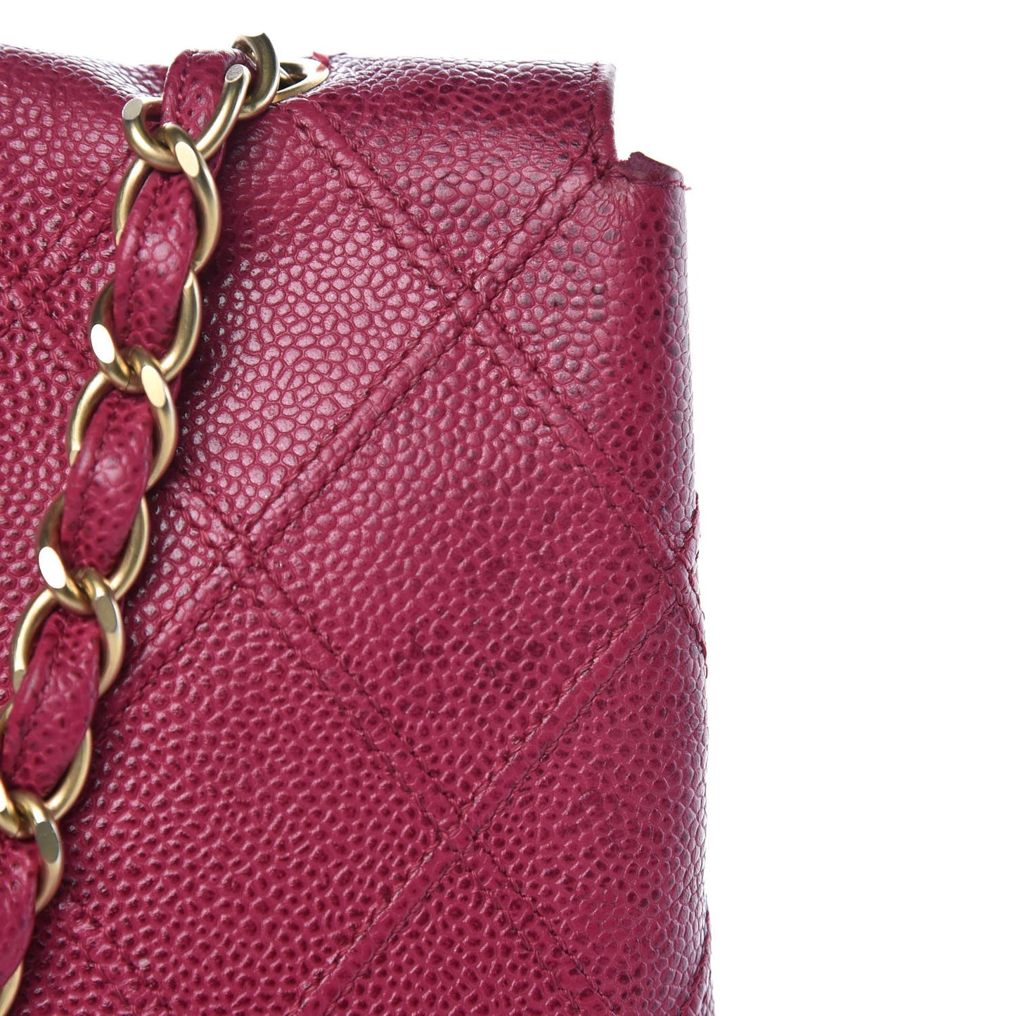 Caviar Diamond Stitched Shoulder Bag Dark Pink