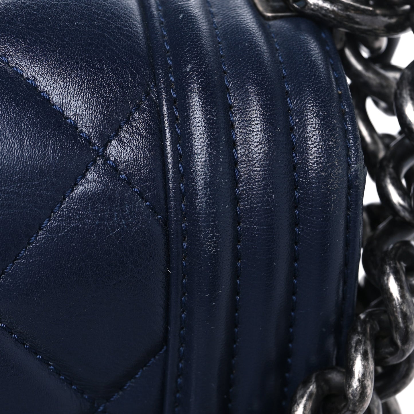 Lambskin Quilted New Medium Boy Flap Dark Navy Blue