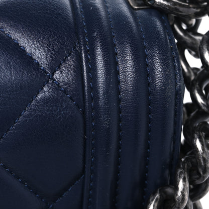 Chanel Lambskin Quilted New Medium Boy Flap Dark Navy Blue 14 of 14