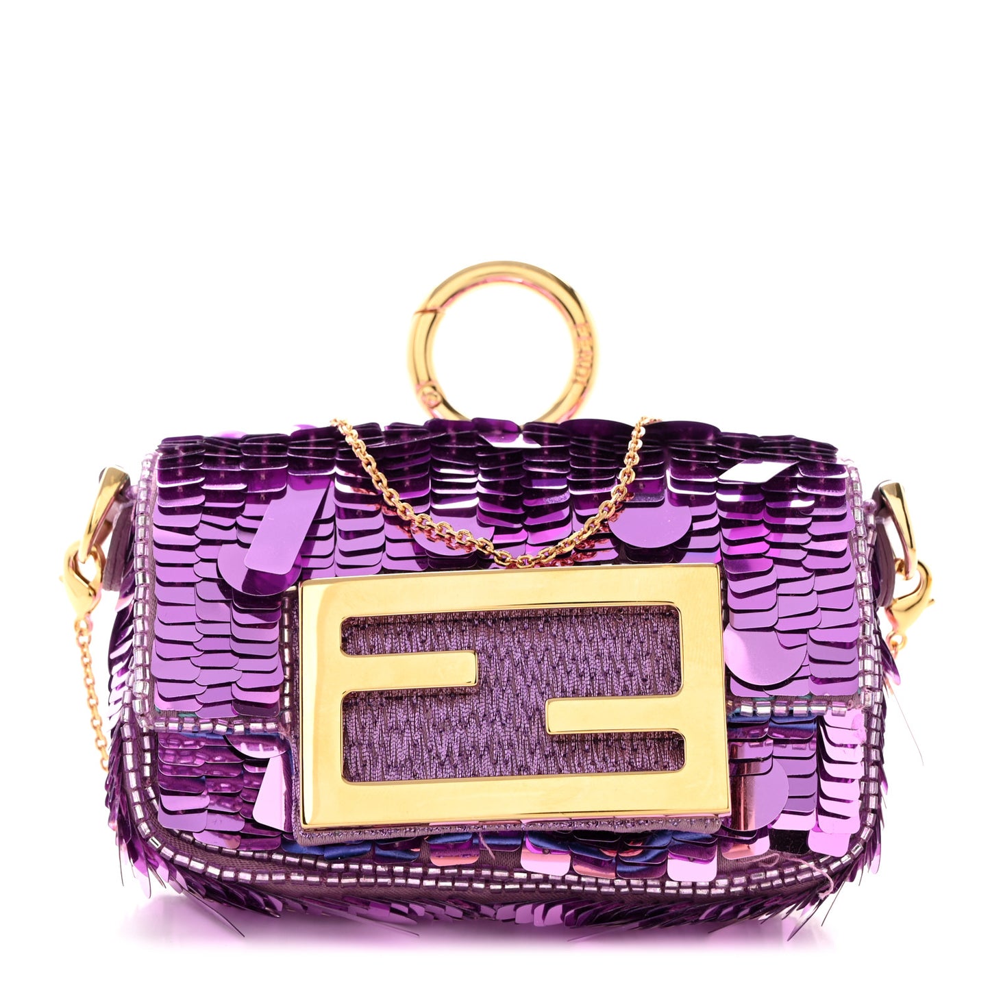 Sequin Paillettes Shiny Nappa Sex and the City Nano Maxi Buckle Baguette Charm Agapanto