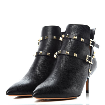 Valentino Garavani Grained Calfskin Rockstud Double Buckle 65mm Ankle Boots 39.5 Black 3 of 8