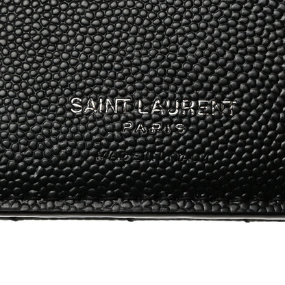 Saint Laurent Grain De Poudre Matelasse Chevron Monogram Zipped Two-Part Wallet Black 6 of 7