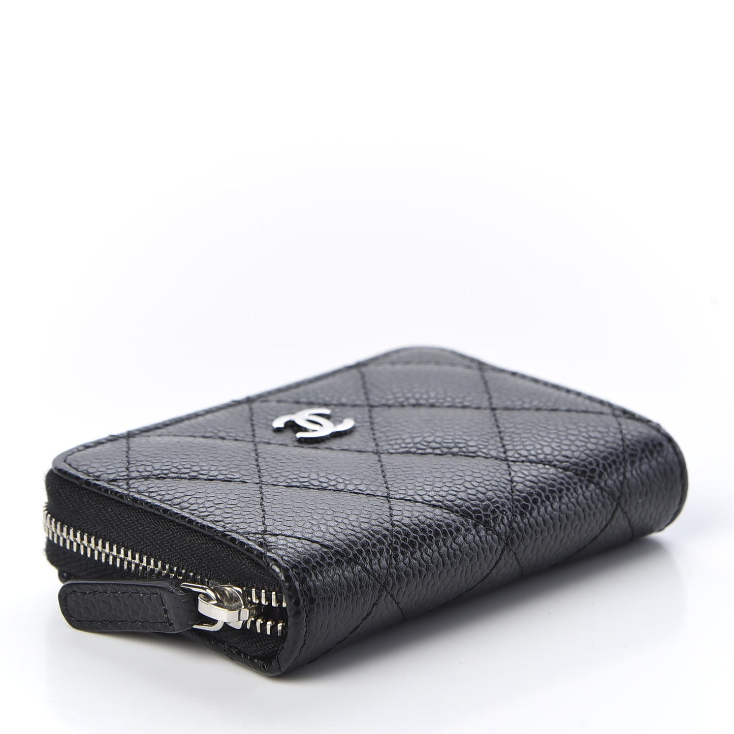 Caviar Quilted Zip Coin Purse Black
