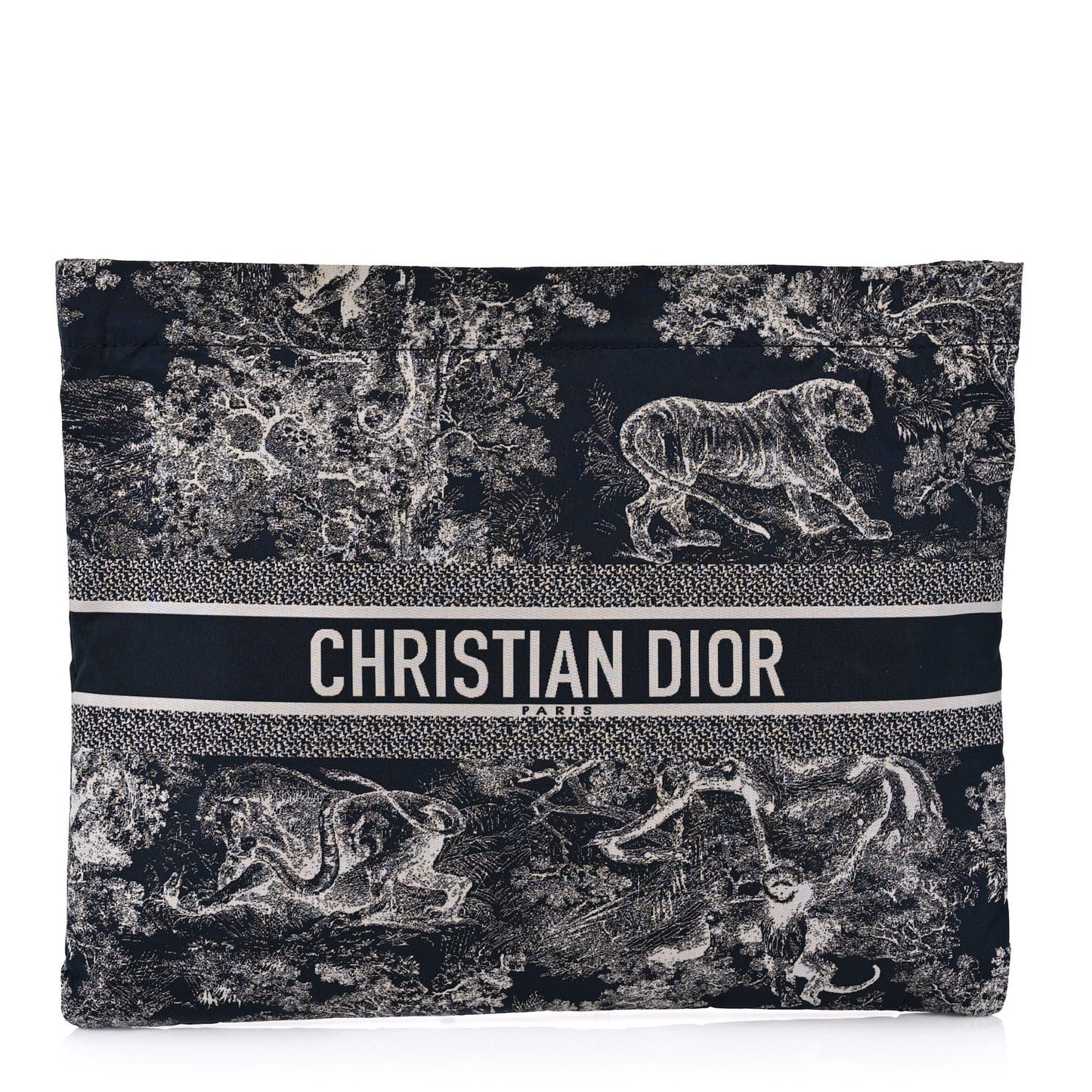 Embroidered Toile De Jouy Diortravel Zipped Pouch Blue