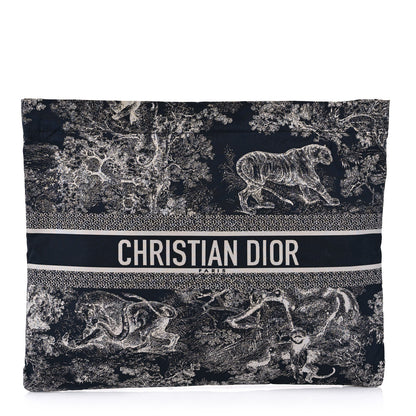Christian Dior Embroidered Toile De Jouy Diortravel Zipped Pouch Blue 1 of 11