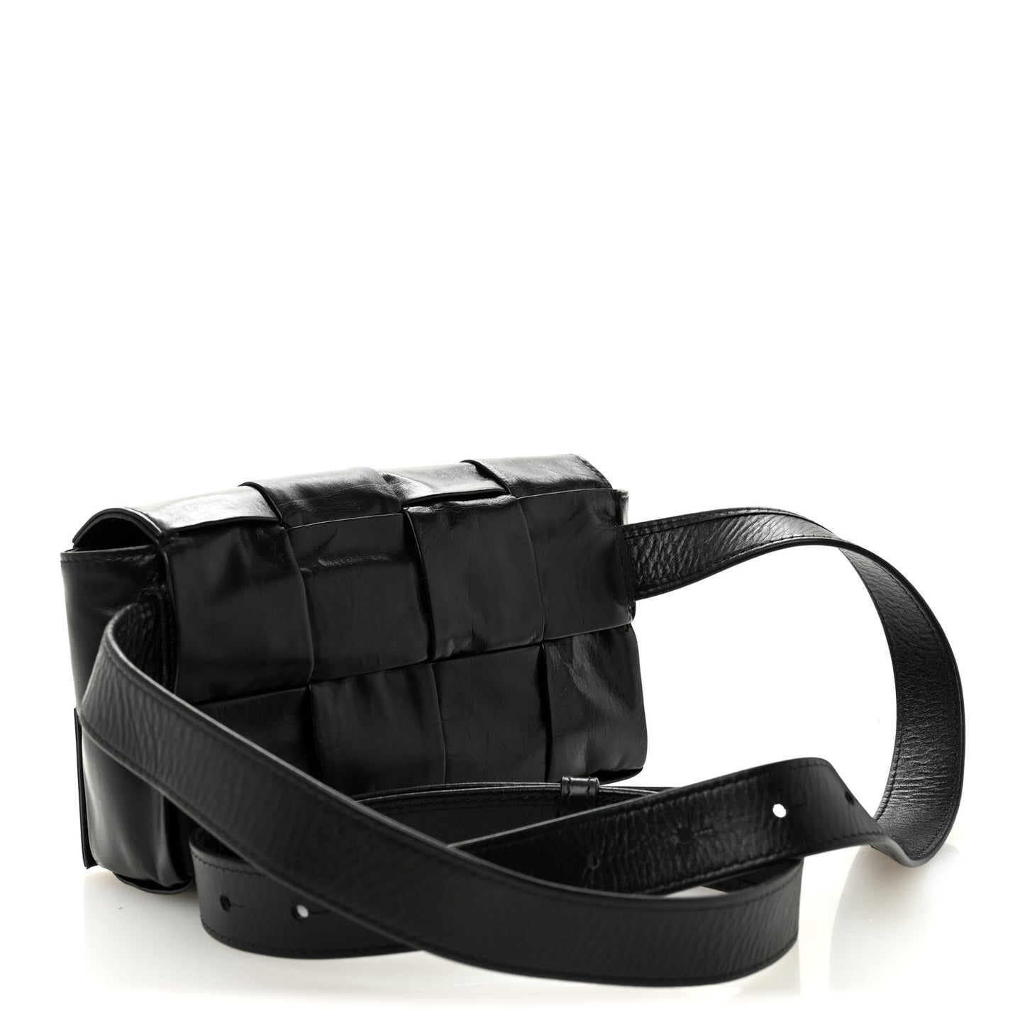 Paper Calfskin Intreccio Cassette Belt Bag Black