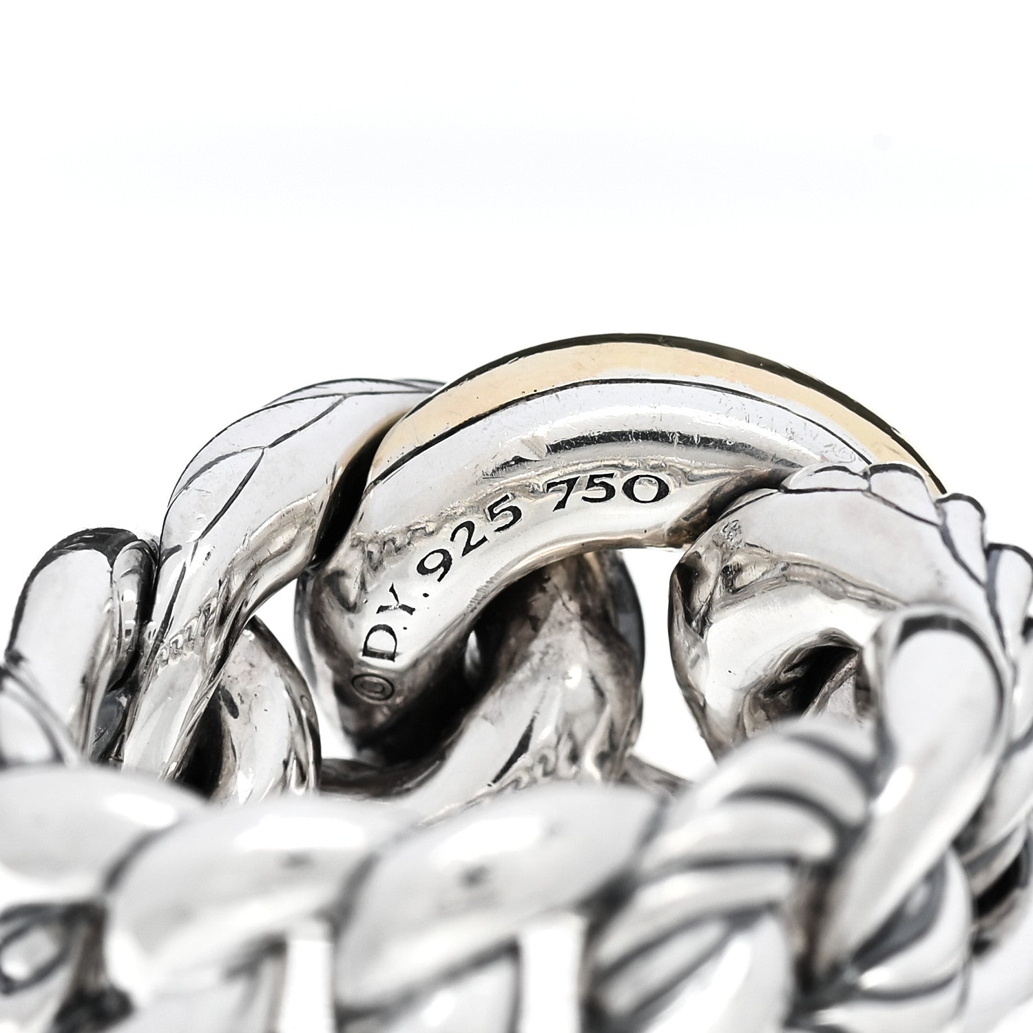 David Yurman Sterling Silver 18K Yellow Gold Belmont Ring 53 6.5 4 of 4
