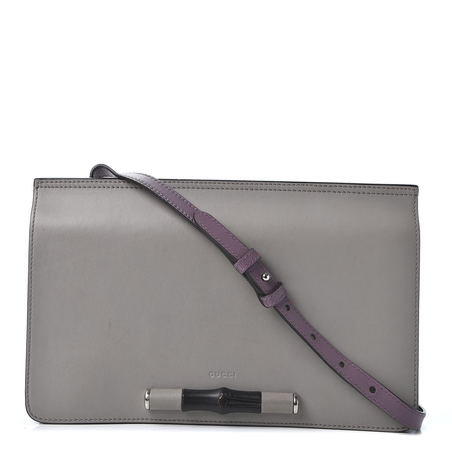 Calfskin Lady Bamboo Shoulder Bag Grey