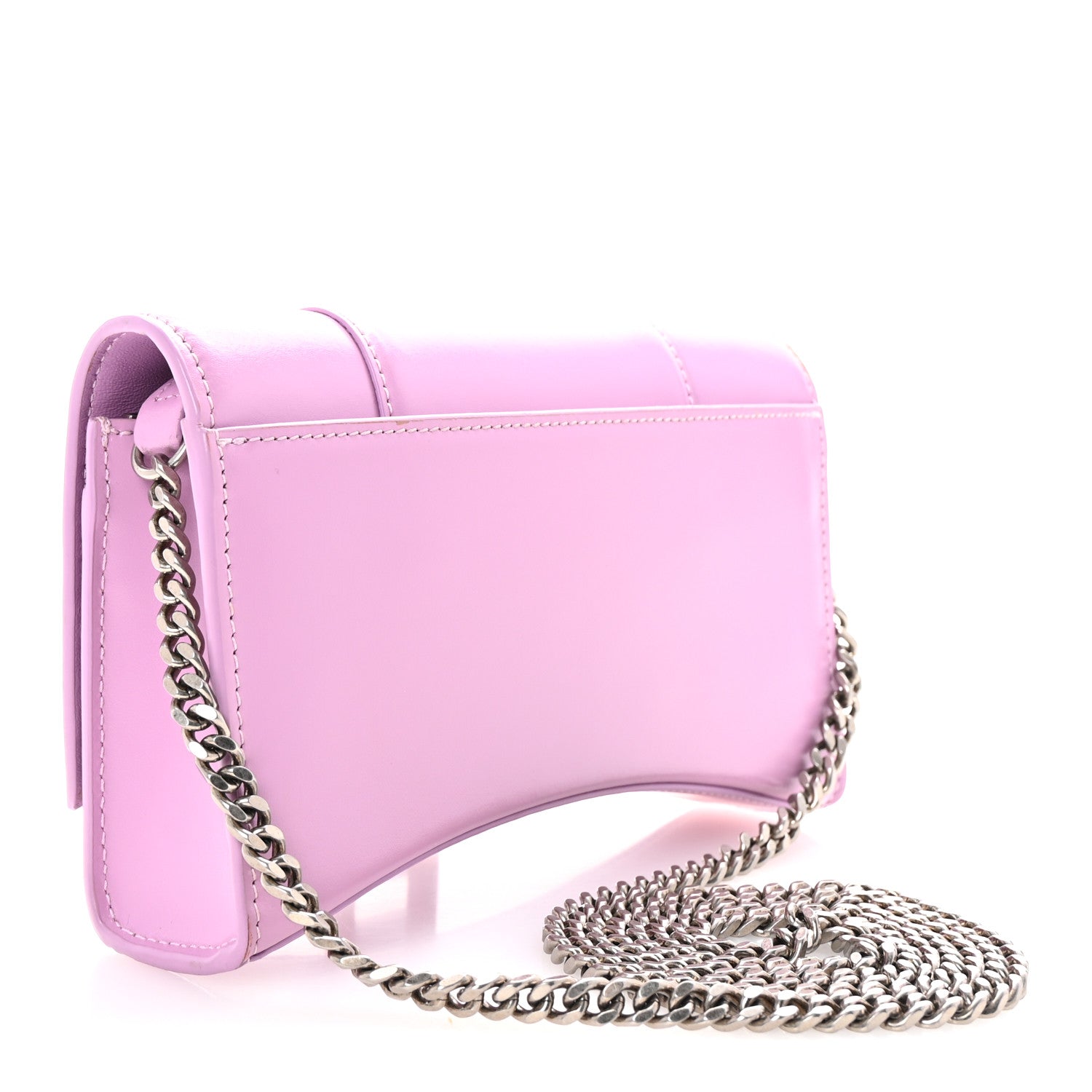 Balenciaga Shiny Box Calfskin Tonal B Hourglass Chain Bag Liliac 3 of 9