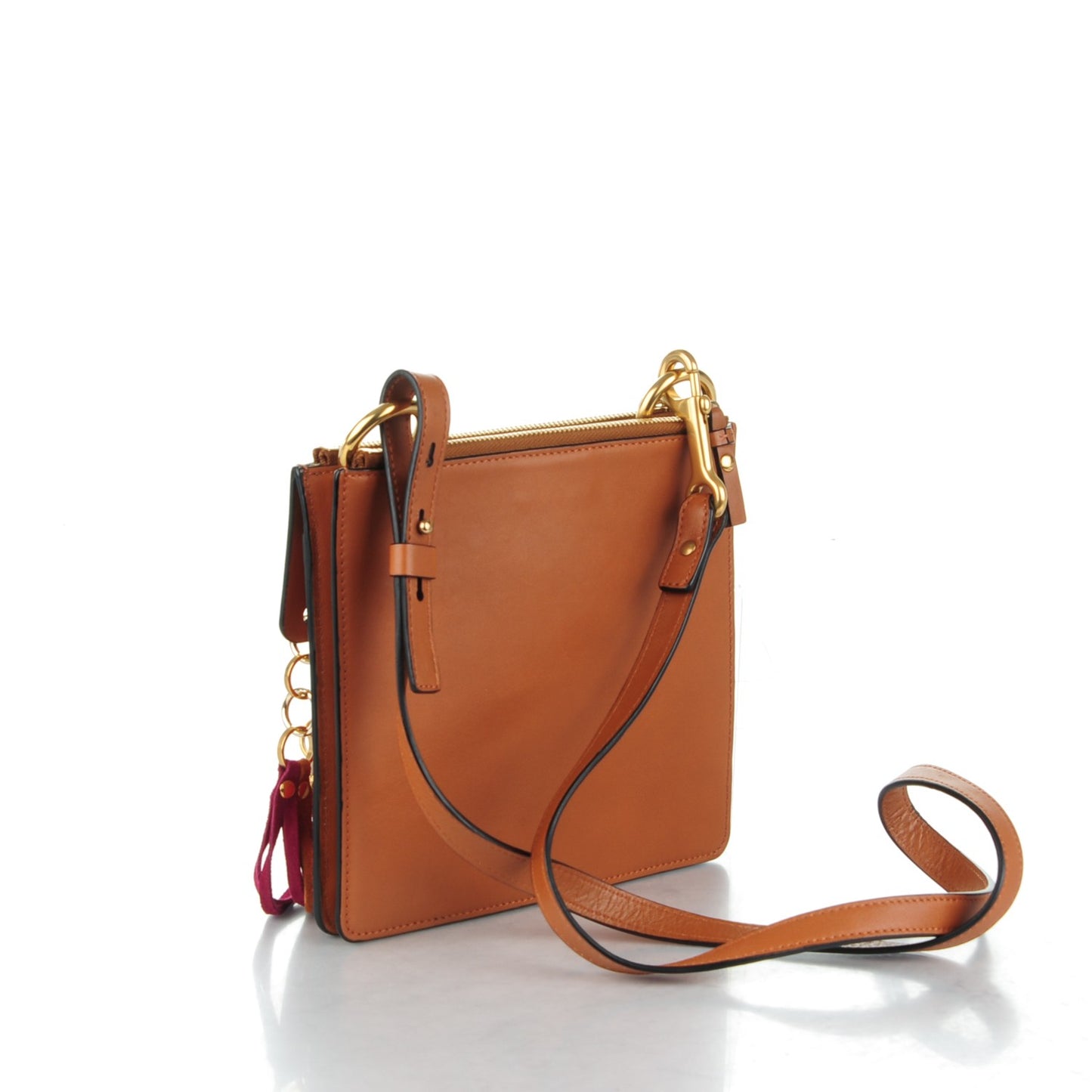 Calfskin Suede Rainbow Patchwork Small Jane Fringe Bag Caramel