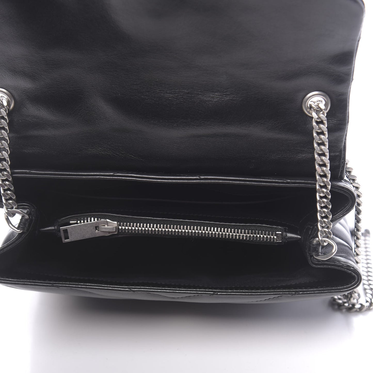 Calfskin Y Quilted Monogram Small Loulou Chain Satchel Black