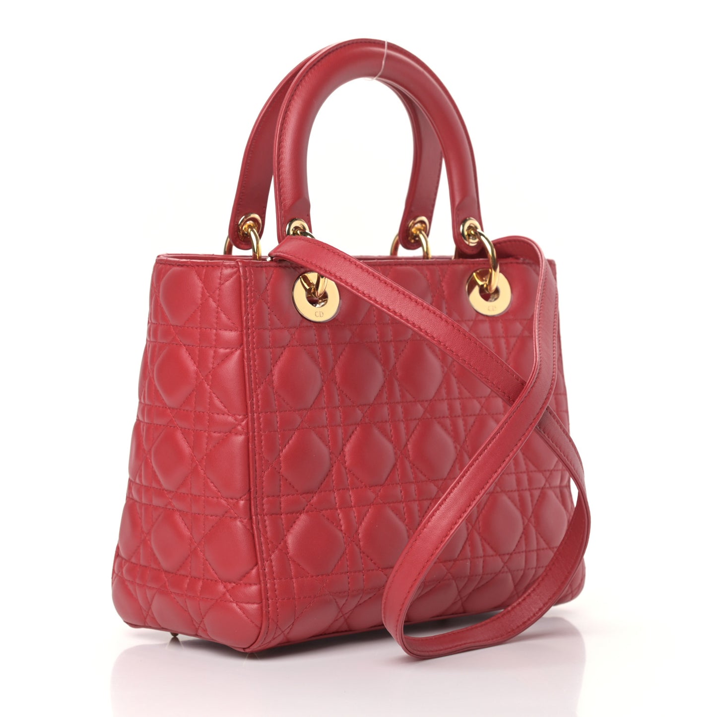 Lambskin Cannage Medium Lady Dior Red