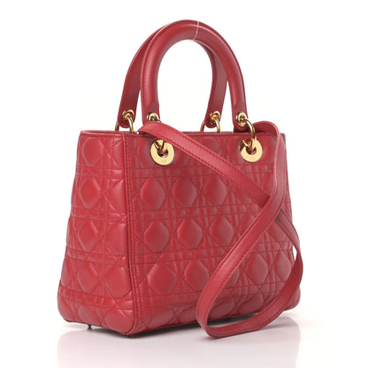 Christian Dior Lambskin Cannage Medium Lady Dior Red 3 of 10
