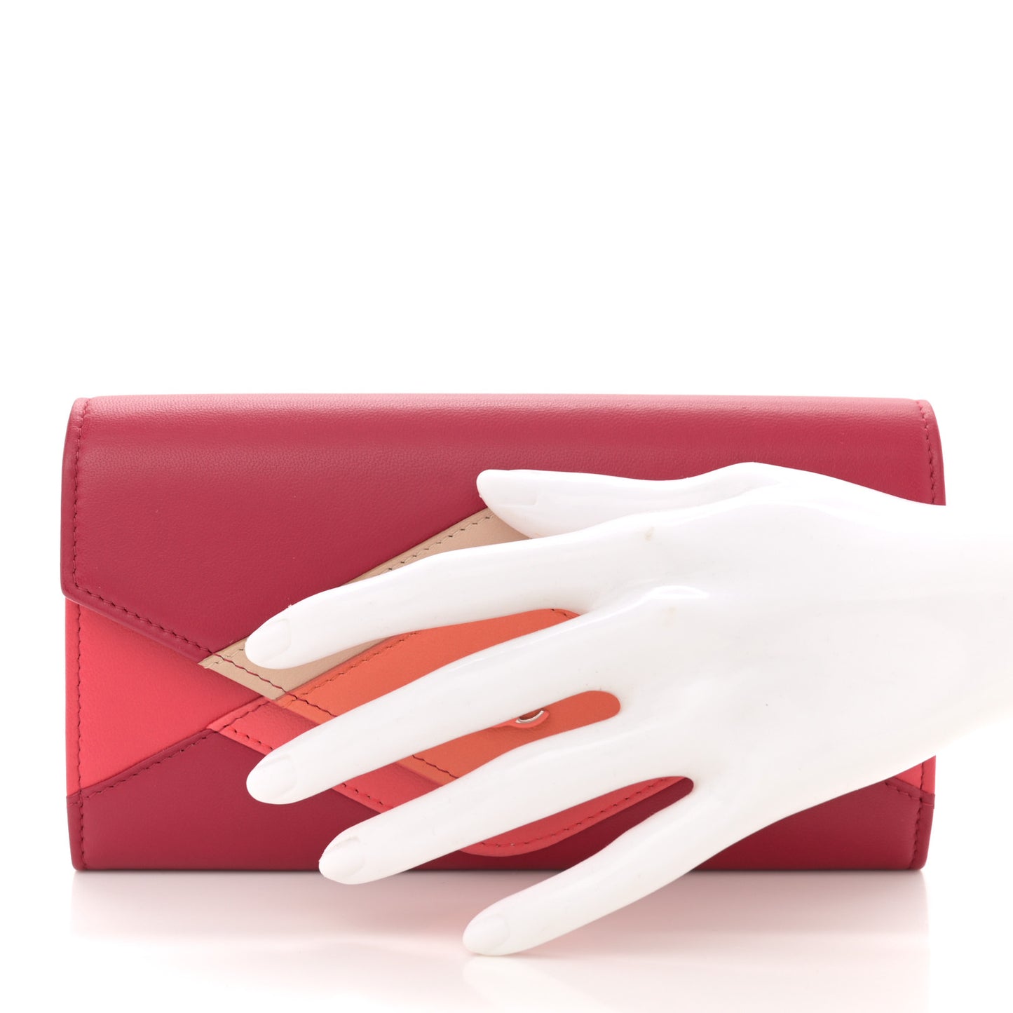 Lambskin Chevron Large Gusset Flap Wallet Dark Pink Multicolor