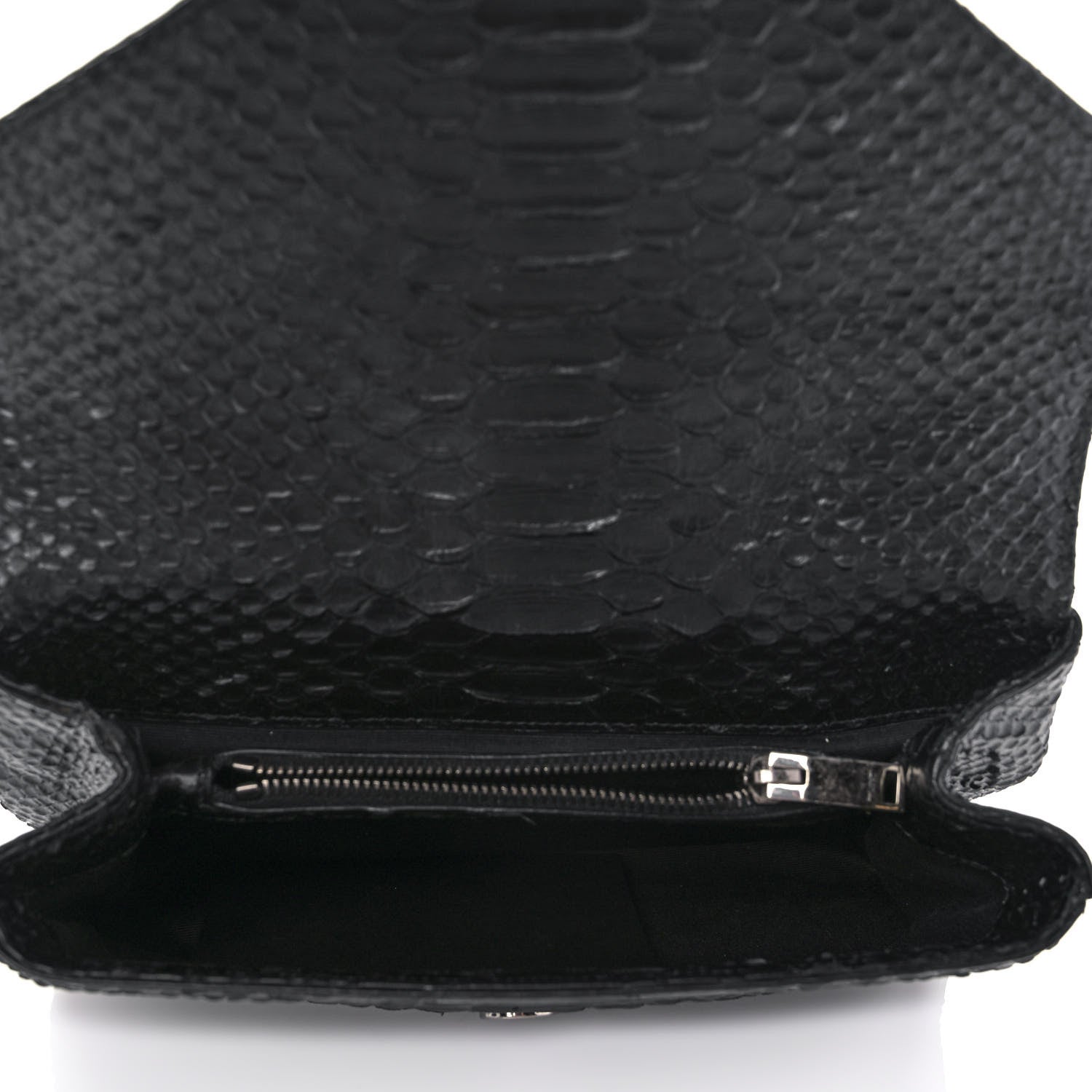 Saint Laurent Calfskin Python Embossed Monogram Medium College Bag Black 5 of 9