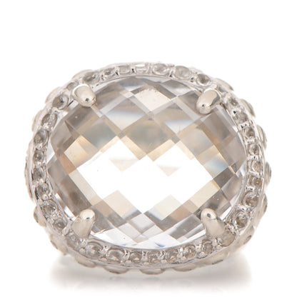 John Hardy Sterling Silver White Topaz Quartz 20mm Bamboo Dome Ring 7.25 1 of 5