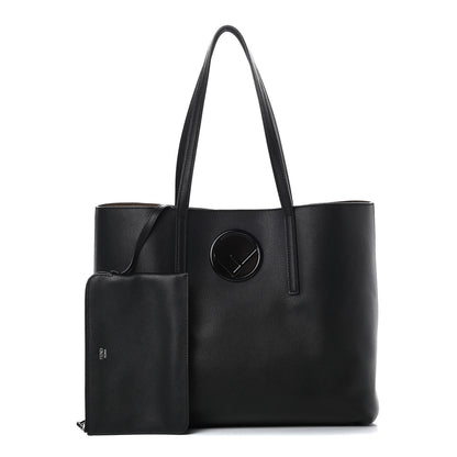 Fendi Vitello Vienna Enamel F is Fendi Shopping Tote Black Taupe 1 of 16