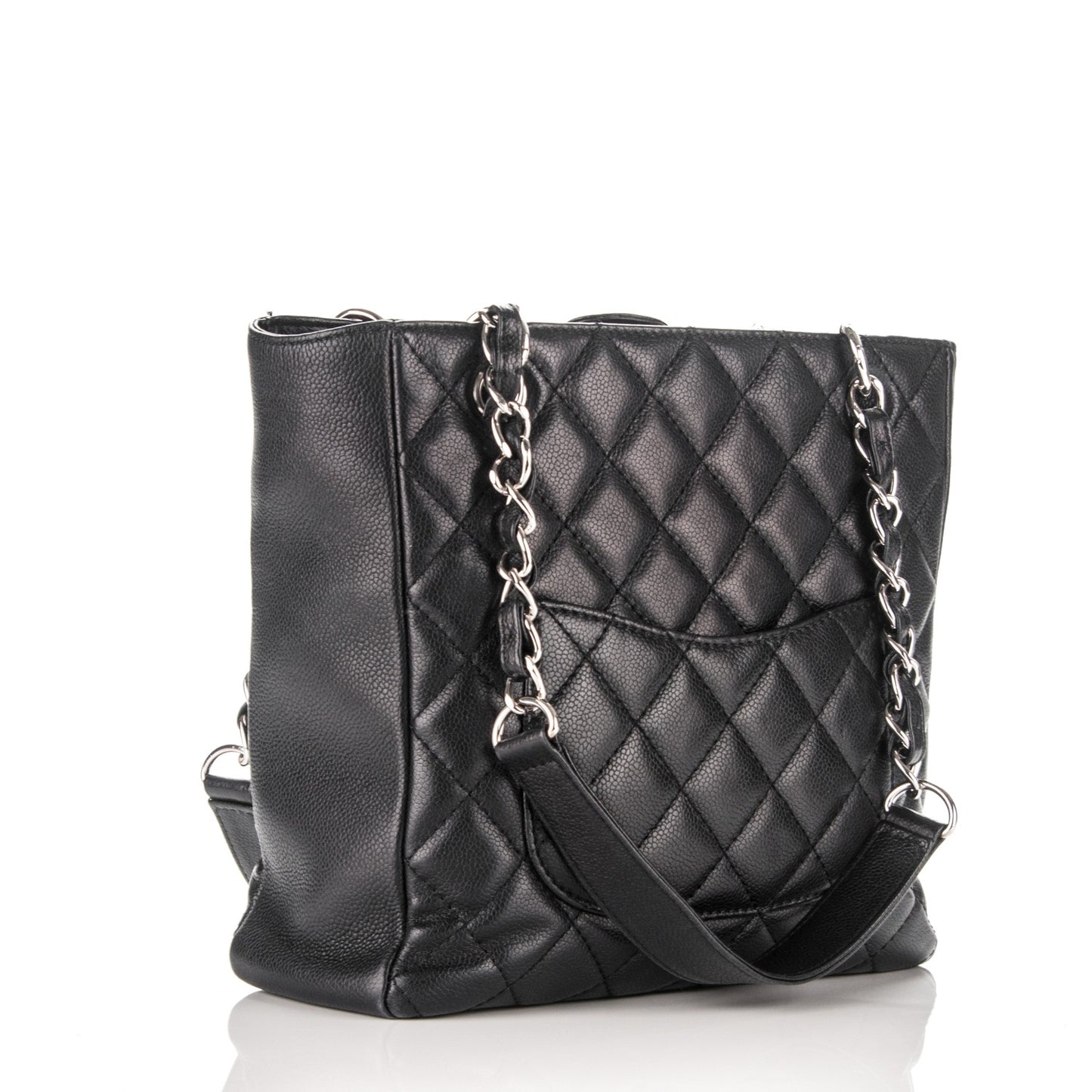 Caviar Quilted Petit Shopping Tote PST Black