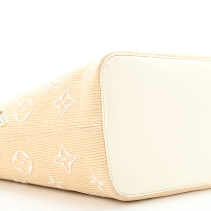 Louis Vuitton Cotton Monogram Embroidered Neverfull MM Beige White 9 of 10