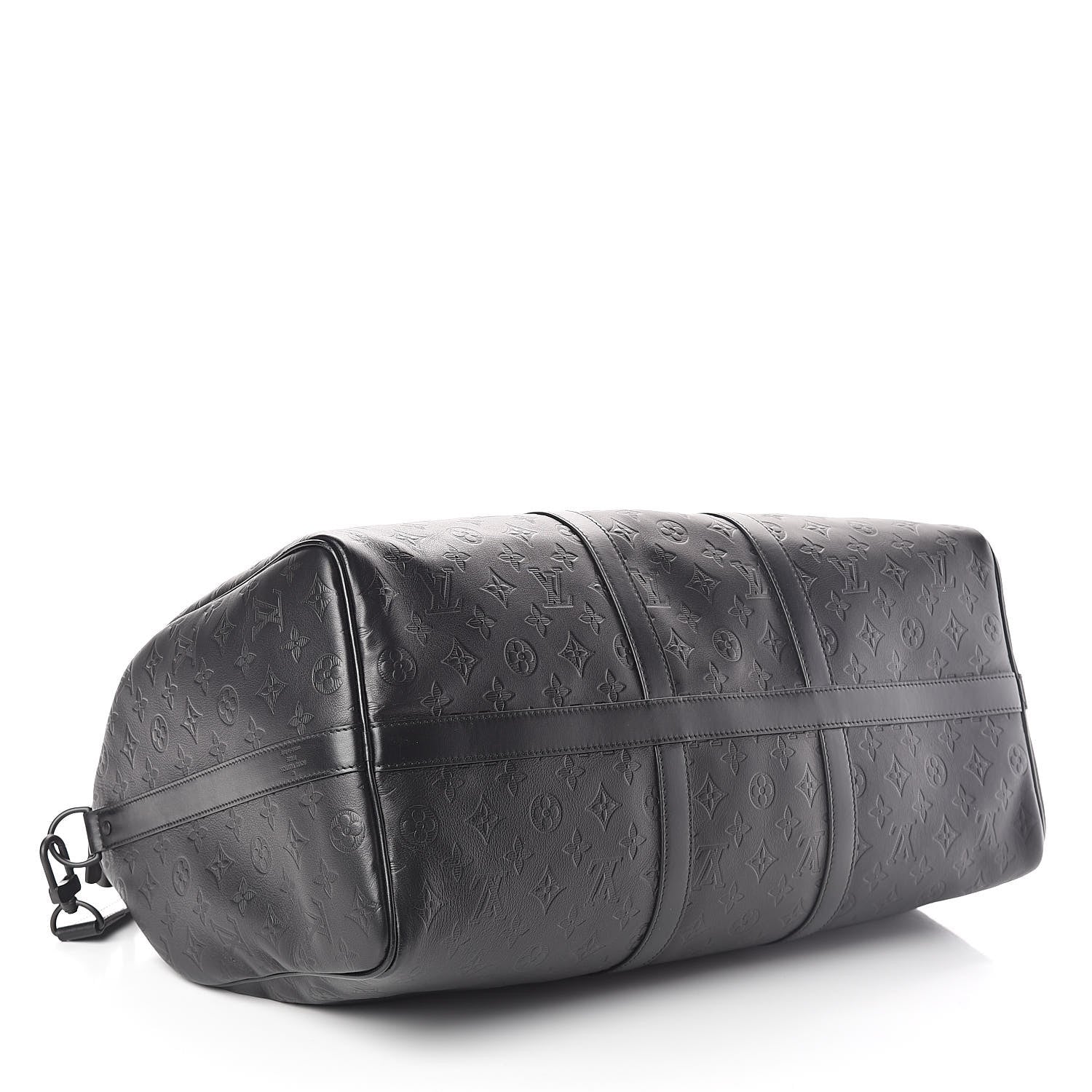 Louis Vuitton Calfskin Shadow Monogram Keepall Bandouliere 50 Black 4 of 10
