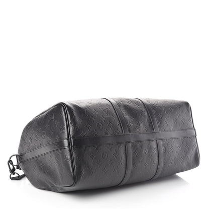 Louis Vuitton Calfskin Shadow Monogram Keepall Bandouliere 50 Black 4 of 10
