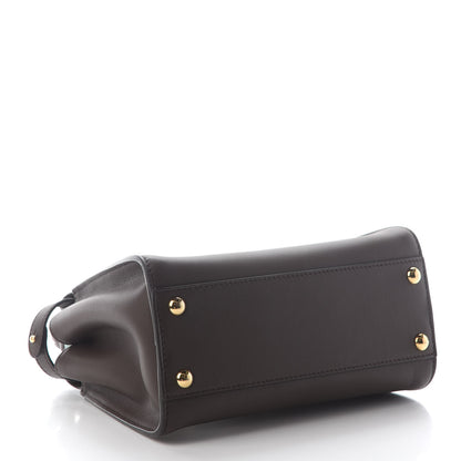 Fendi Vitello Seta Suede FF Mini Peekaboo Iconic Satchel Chocolate Sigaro Marrone 3 of 7