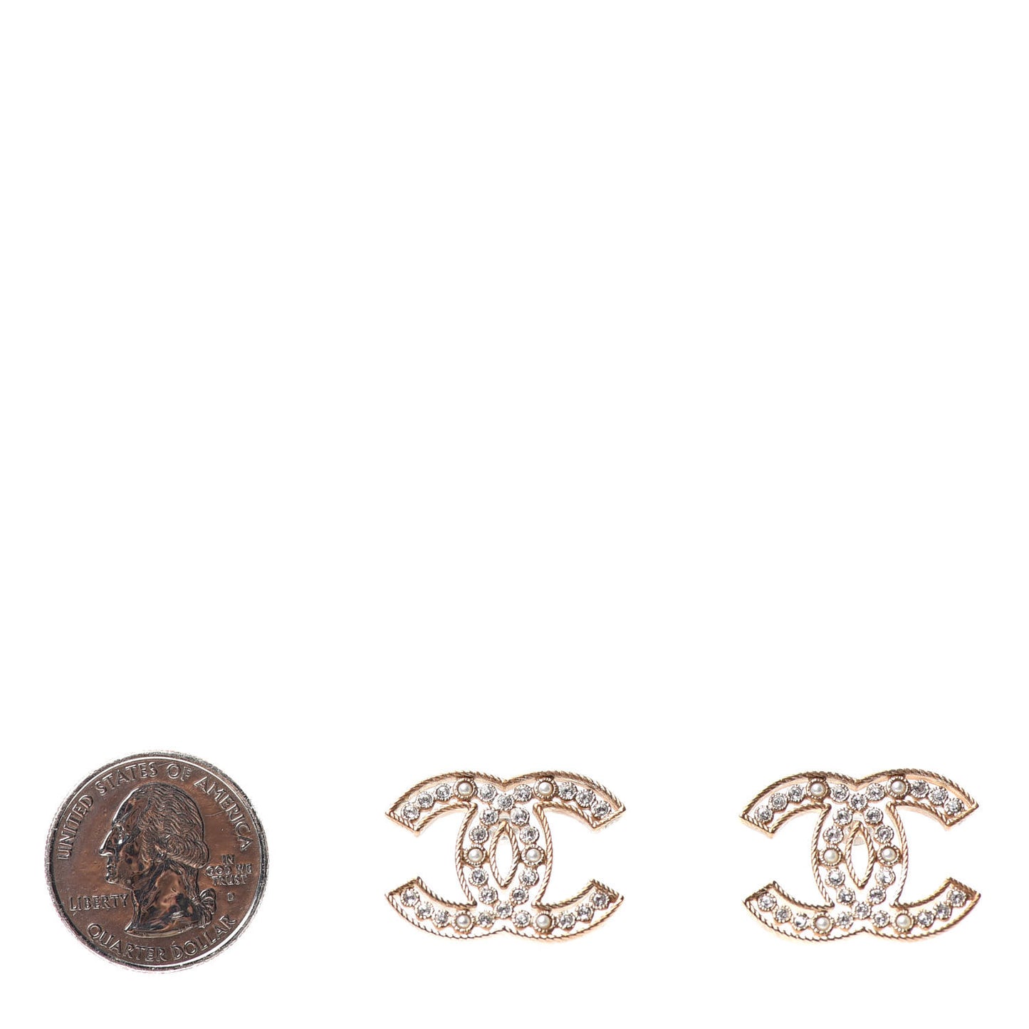 Pearl Crystal Sparkling Pearls CC Earrings Light Gold