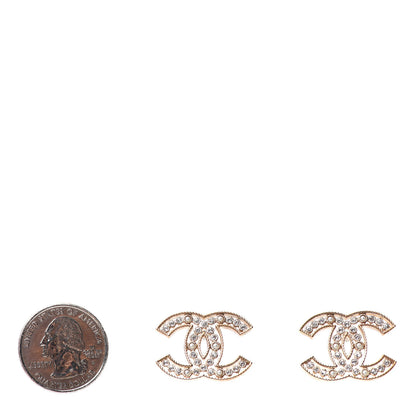 Chanel Pearl Crystal Sparkling Pearls CC Earrings Light Gold 2 of 4