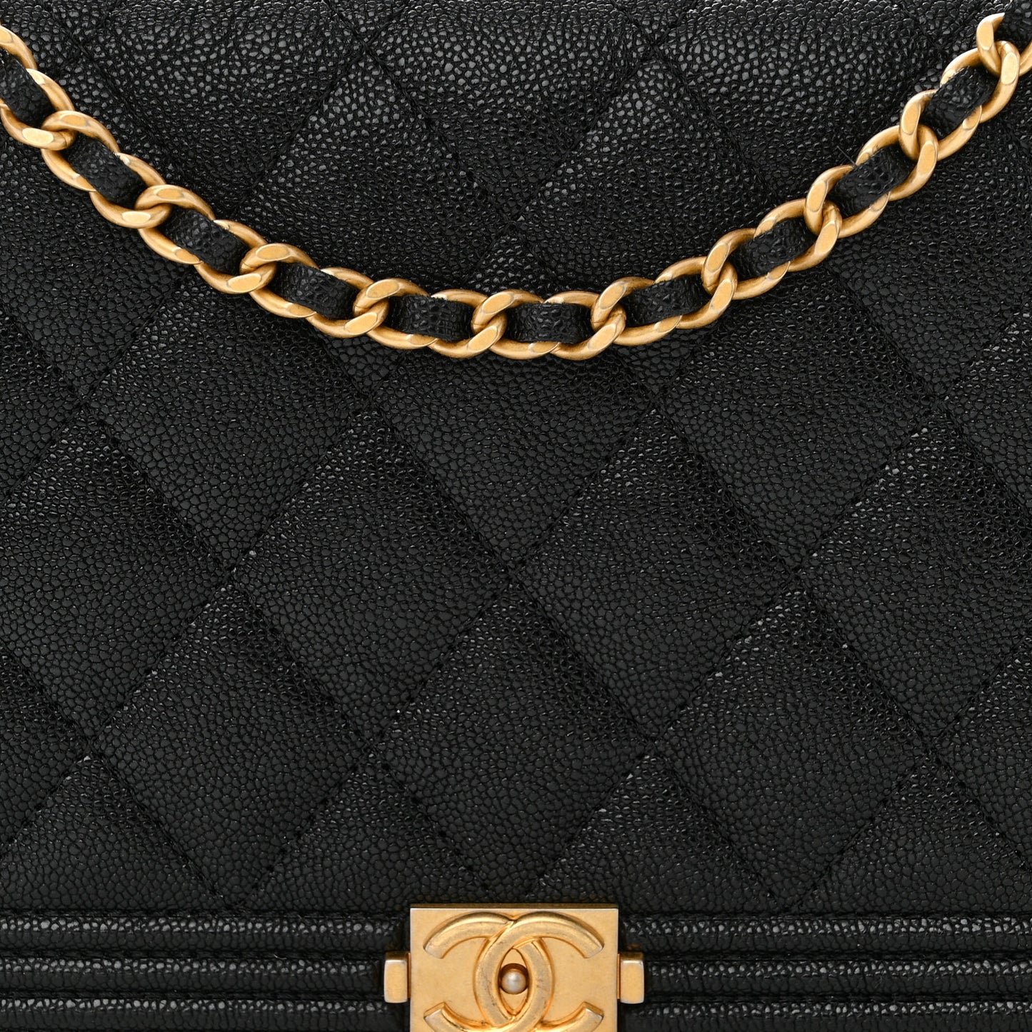 Caviar Quilted Boy Wallet On Chain WOC Black