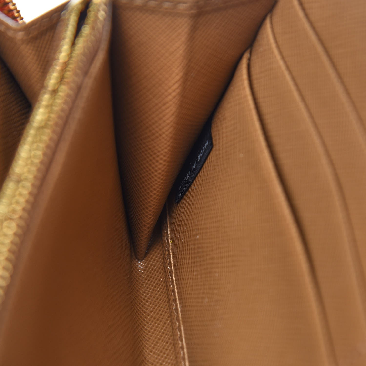 Prada Saffiano Bi-Color Metal Zip Around Wallet Caramel Papaya 7 of 8