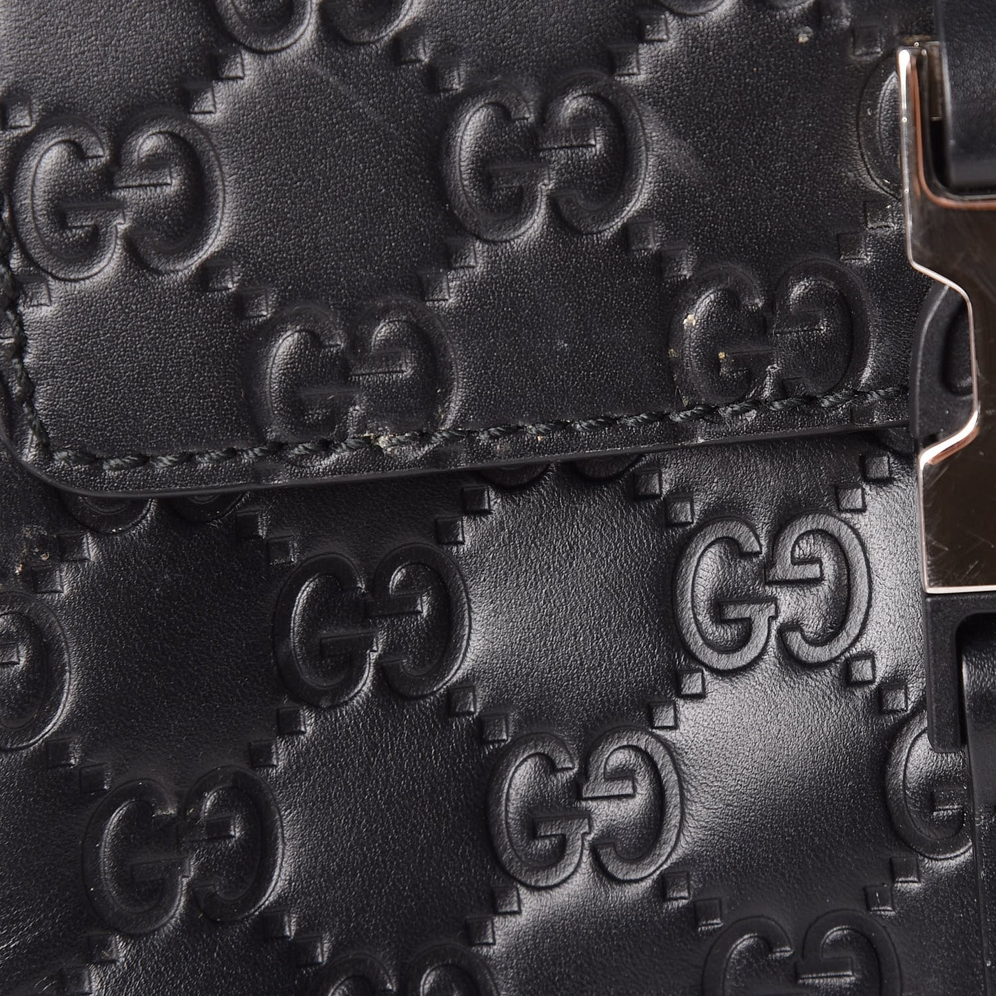 Guccissima Signature Single Buckle Flap Messenger Bag Black
