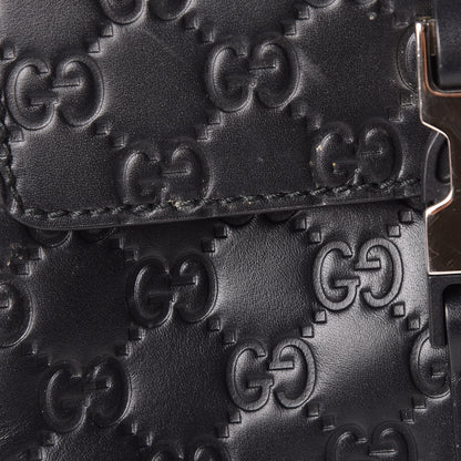 Gucci Guccissima Signature Single Buckle Flap Messenger Bag Black 13 of 14