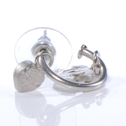 Chanel Crystal Heart CC Hoop Earrings Silver 4 of 4