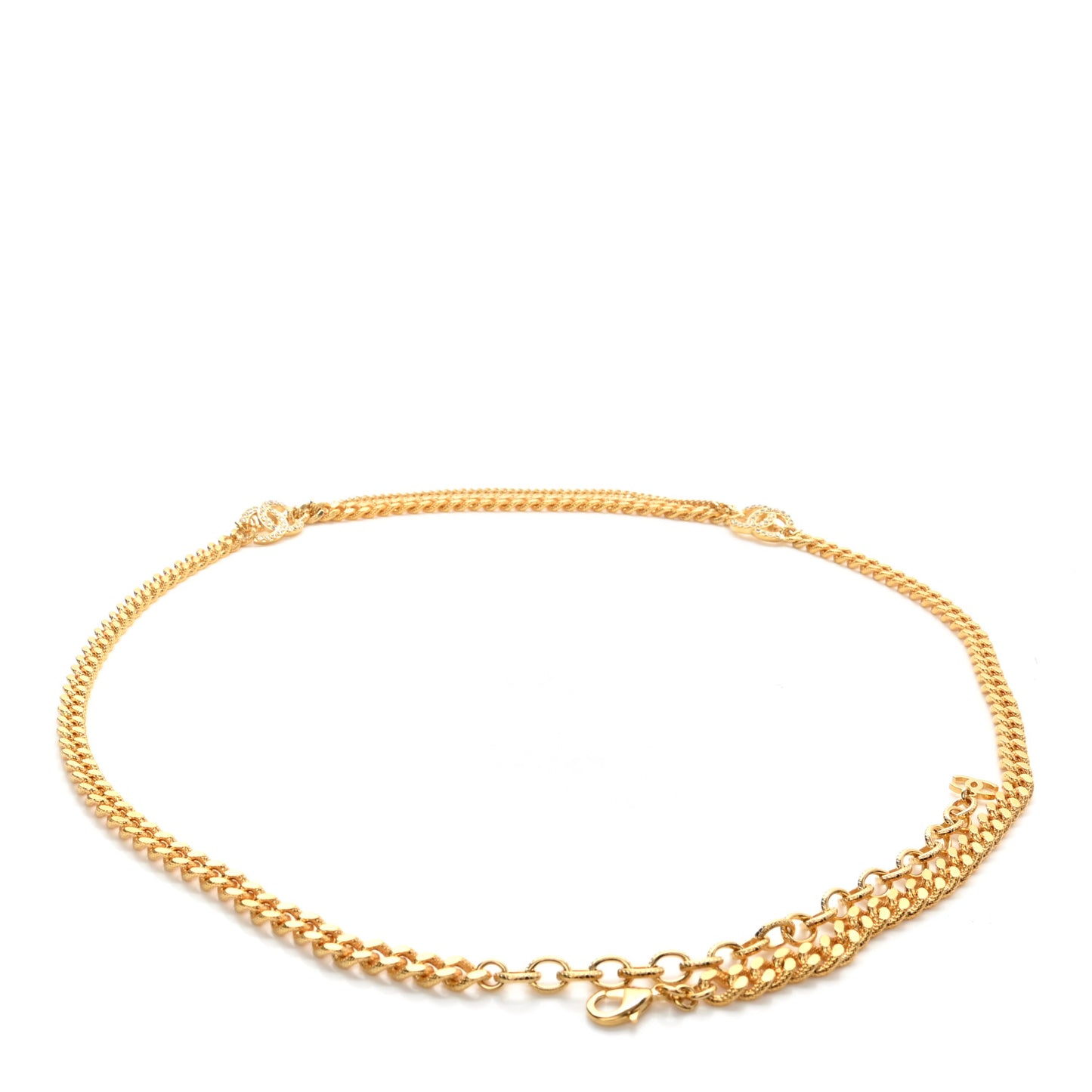 Crystal CC Multi Strand Chain Belt Gold
