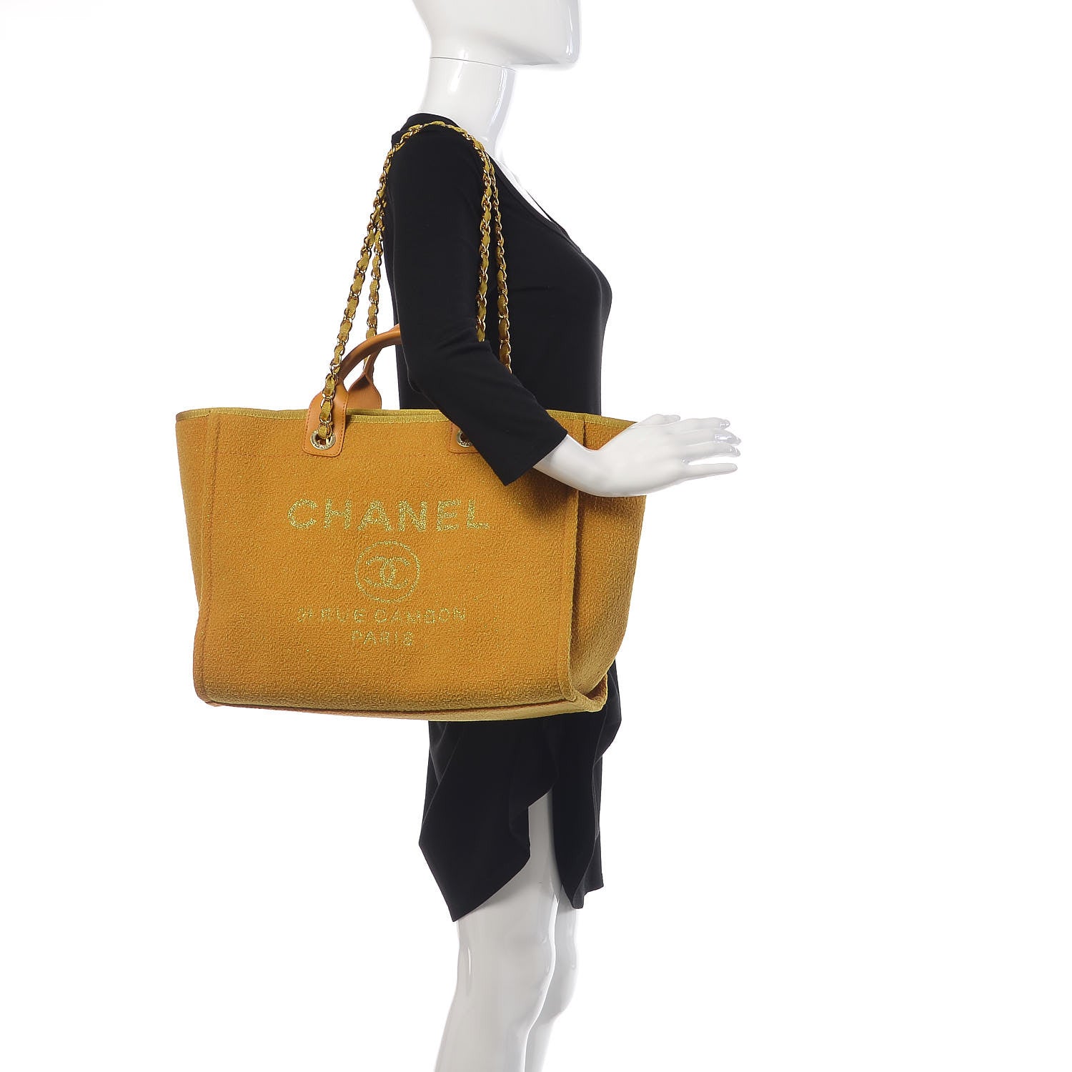 Chanel Lurex Boucle Medium Deauville Tote Yellow 2 of 10
